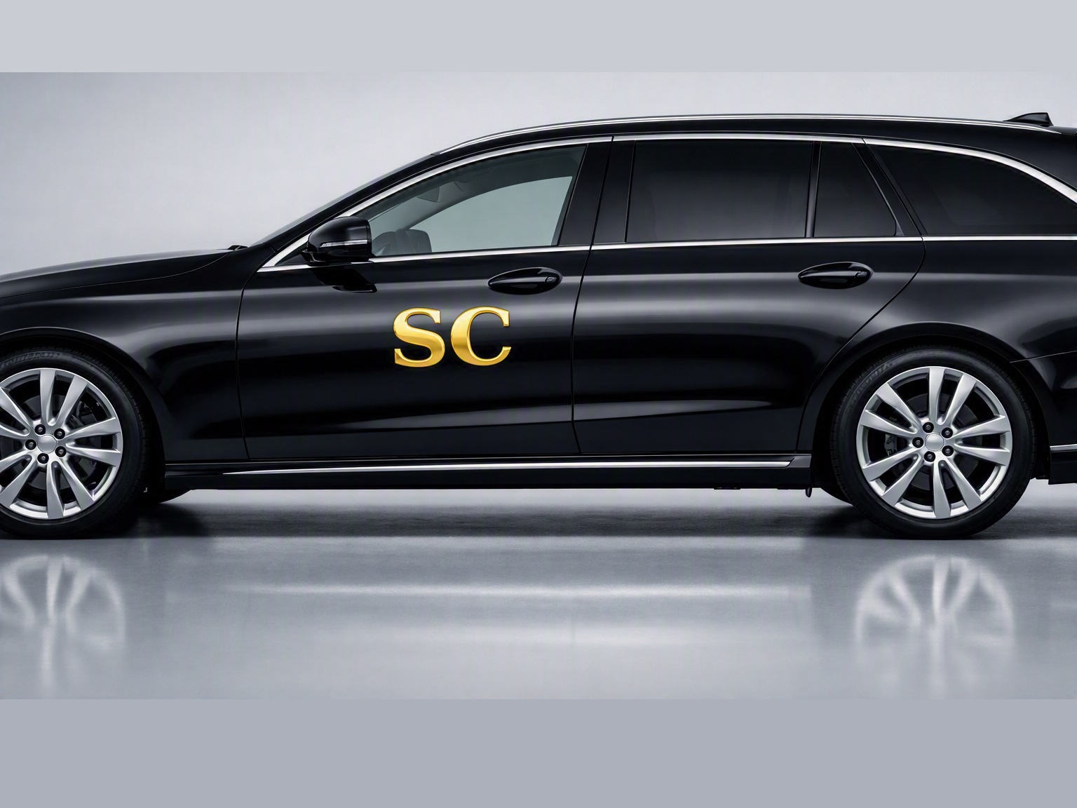 Stansted Cab estate car, side view with door livery